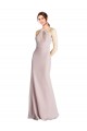 Usine Fourreau Licou Col Haut Mousseline Longue Robes demoiselle d'honneur