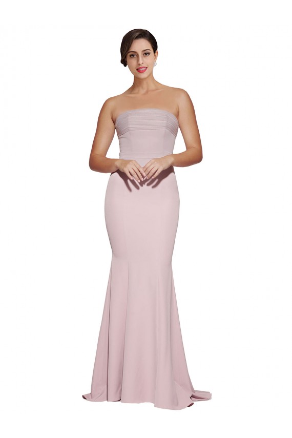 Usine Fourreau Sans bretelle Balayage train Crêpe Stretch Longue Formelles Robes demoiselle d'honneur / Robes de soirée / Robes de bal