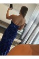 Usine Fourreau Sans bretelle Balayage train Paillettes Velours Longue Robes de bal