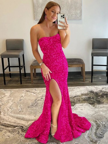 Usine Fourreau Sans bretelle Balayage train Paillettes Velours Longue Robes de bal
