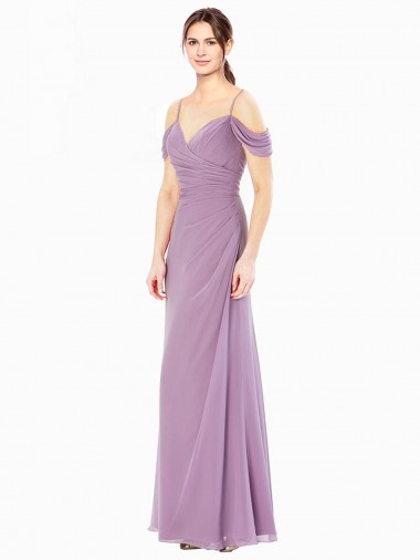 Usine Fourreau Épaule Dénudée Mousseline Longue Robes demoiselle d'honneur