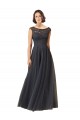 Usine Gris ardoise Trapèze Bateau Tulle Dentelle Longue Robes demoiselle d'honneur