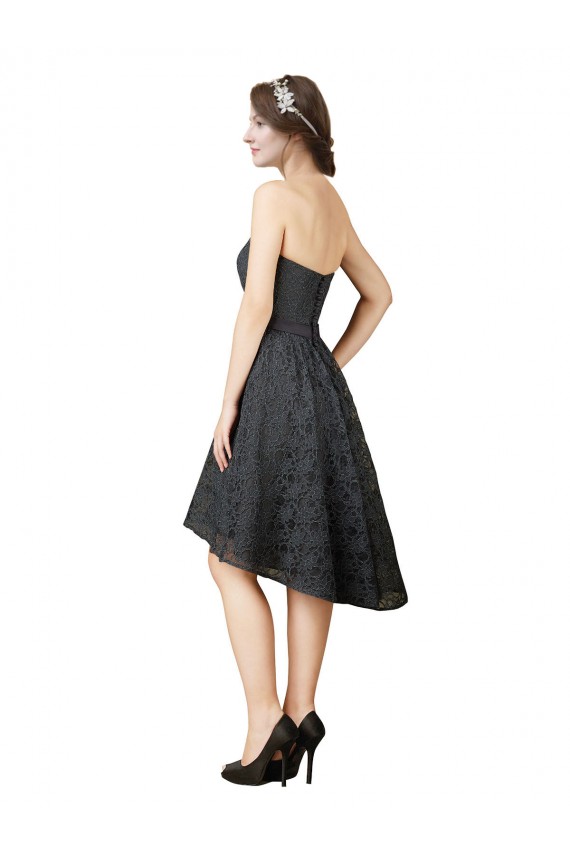 Usine Gris ardoise Trapèze Dentelle Courte Asymétrique Robes demoiselle d'honneur / Robes de cocktail