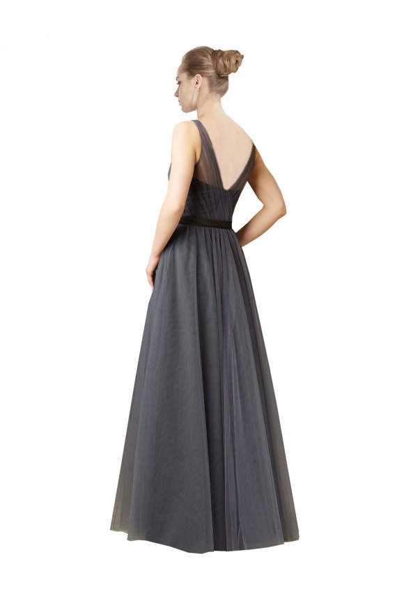 Usine Gris ardoise Trapèze Tulle Longue Robes demoiselle d'honneur