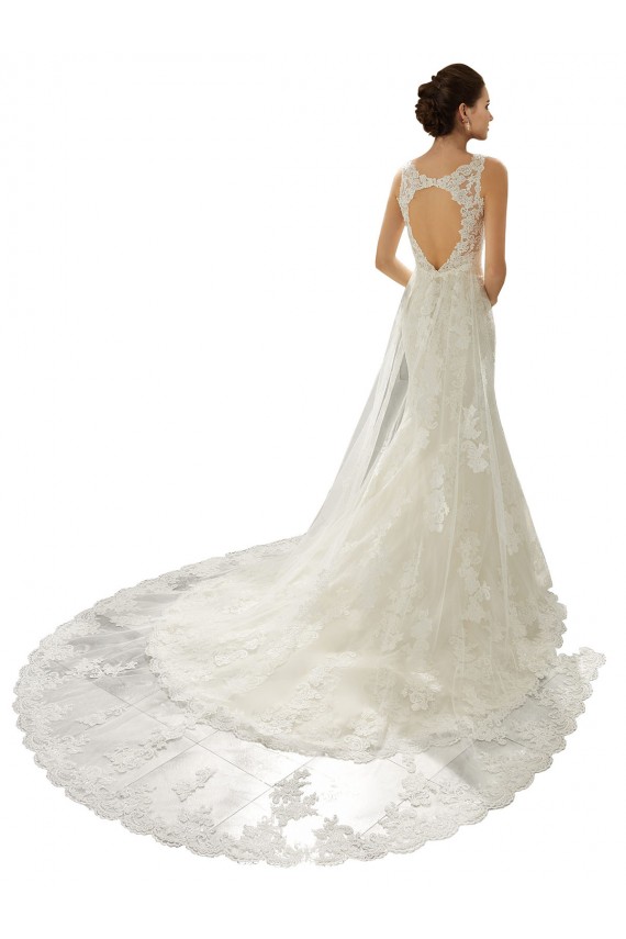 Usine Ivoire & Champagne Sirène Col V Tulle Dentelle Robes de mariée