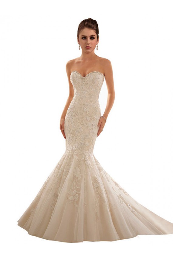 Usine Ivoire & Champagne Sirène Tulle Dentelle Robes de mariée