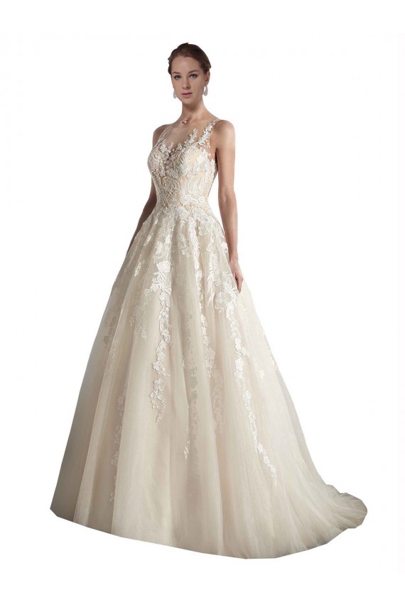 Usine Ivoire & Champagne Trapèze Illusion Tulle Robes de mariée