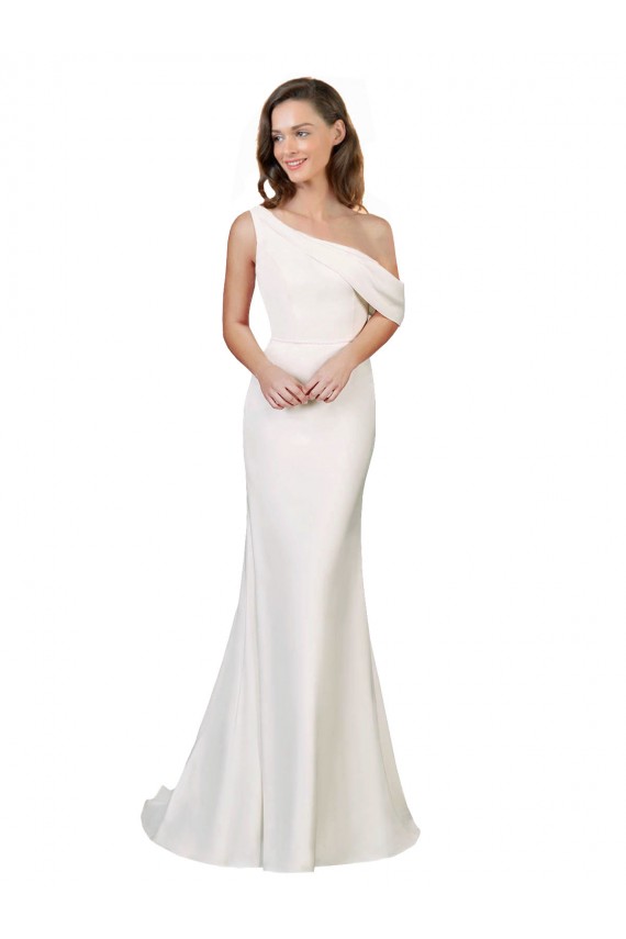 Usine Ivoire Fourreau Balayage train Crêpe Stretch Longue Formelles Robes demoiselle d'honneur / Robes de soirée / Robes de bal