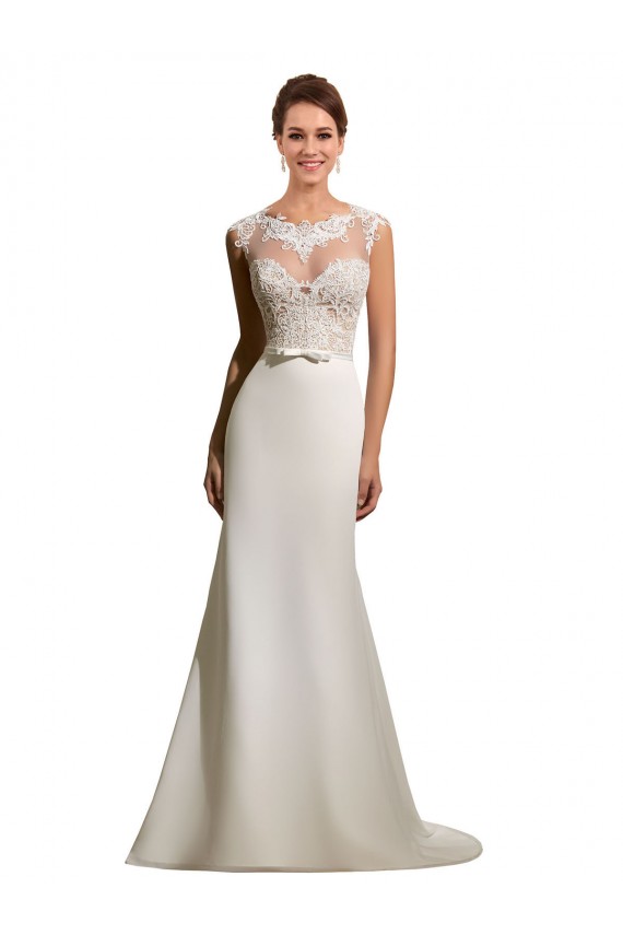 Usine Ivoire Fourreau Illusion Mousseline Dentelle Robes de mariée