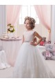Usine Ivoire Princesse Bateau Tulle Dentelle Longue Robes de demoiselle d'honneur - fillette