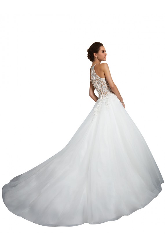 Usine Ivoire Princesse Col Haut Tulle Dentelle Robes de mariée