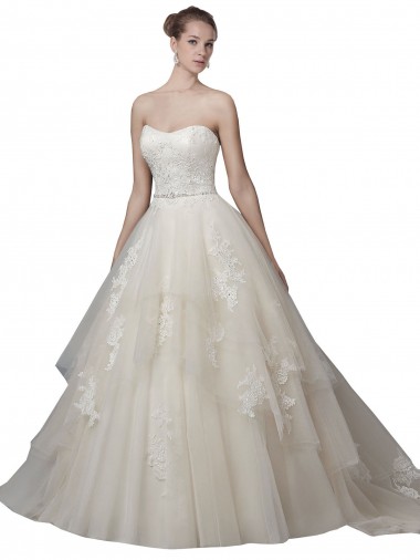Usine Ivoire Princesse Scoop Sans bretelle Tulle Dentelle Robes de mariée