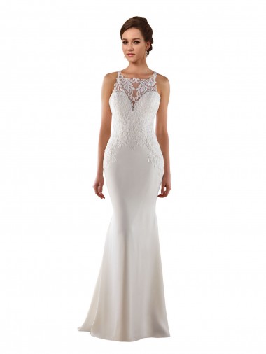 Usine Ivoire Sirène Balayage train Dentelle Crêpe Stretch Robes de mariée