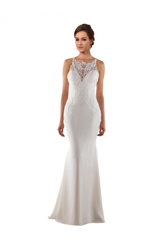 Usine Ivoire Sirène Balayage train Dentelle Crêpe Stretch Robes de mariée