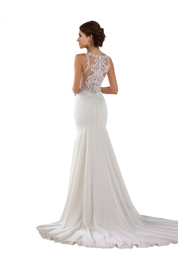 Usine Ivoire Sirène Balayage train Dentelle Crêpe Stretch Robes de mariée