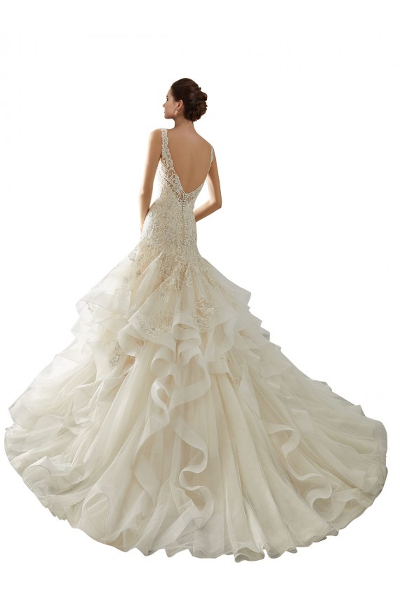 Usine Ivoire Sirène Col V Tulle Robes de mariée