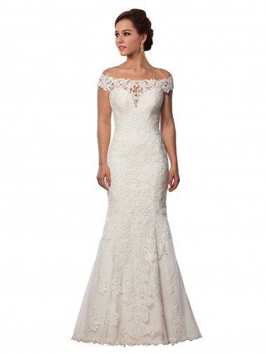 Usine Ivoire Sirène Épaule Dénudée Dentelle Boho Robes de mariée