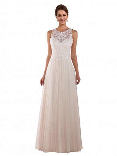 Usine Ivoire Trapèze Col Haut Tulle Dentelle Boho Robes de mariée