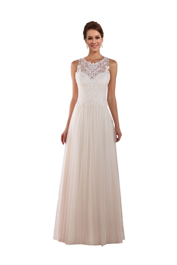 Usine Ivoire Trapèze Col Haut Tulle Dentelle Boho Robes de mariée
