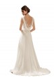 Usine Ivoire Trapèze Col V Balayage train Mousseline Dentelle Robes de mariée
