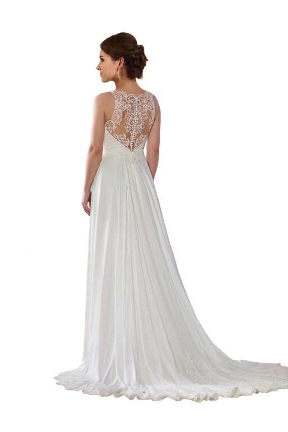 Usine Ivoire Trapèze Illusion Balayage train Mousseline Boho Robes de mariée