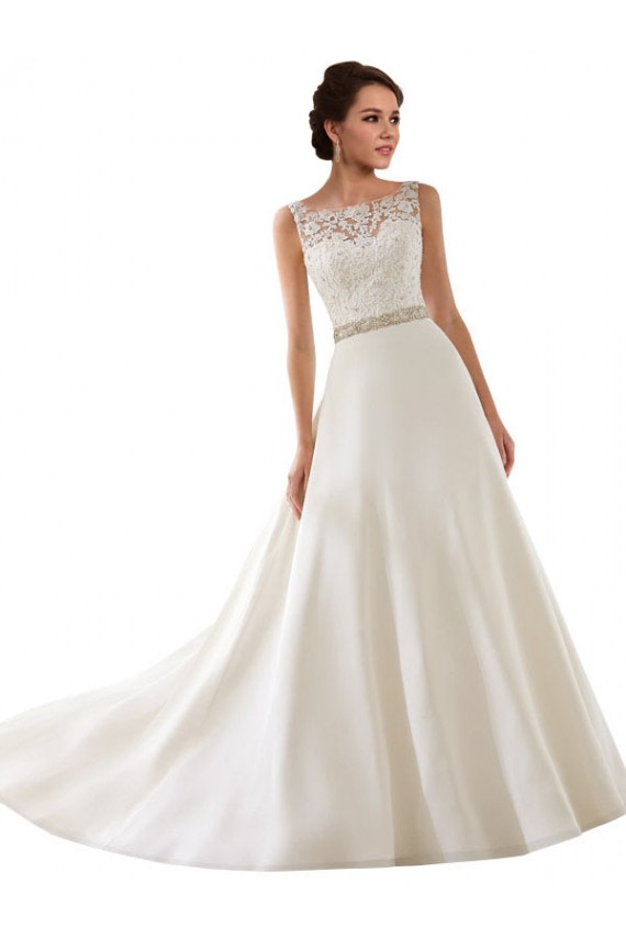 Usine Ivoire Trapèze Illusion Dentelle Robes de mariée