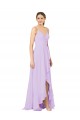 Usine Lilas Fourreau Col V Mousseline Longue Asymétrique Robes demoiselle d'honneur