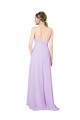 Usine Lilas Fourreau Col V Mousseline Longue Asymétrique Robes demoiselle d'honneur