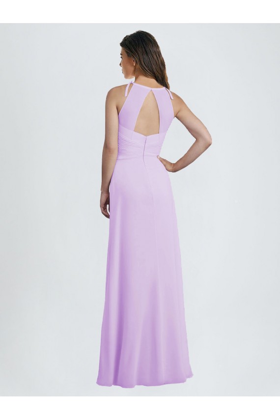 Usine Lilas Trapèze Licou Mousseline Longue Robes demoiselle d'honneur