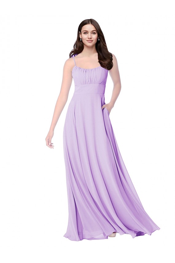 Usine Lilas Trapèze Scoop Mousseline Longue Robes demoiselle d'honneur