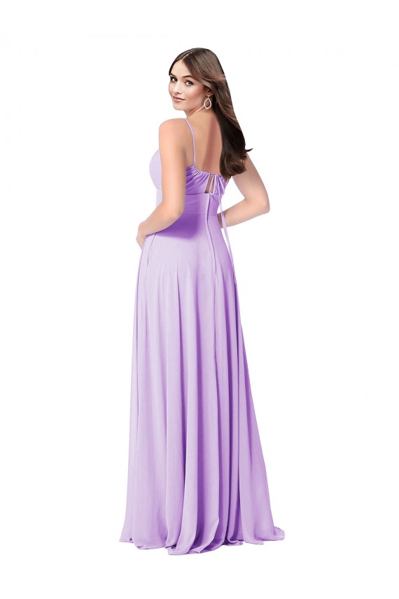 Usine Lilas Trapèze Scoop Mousseline Longue Robes demoiselle d'honneur