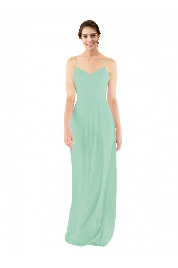 Usine Menthe verte Fourreau Col V Mousseline Longue Robes demoiselle d'honneur