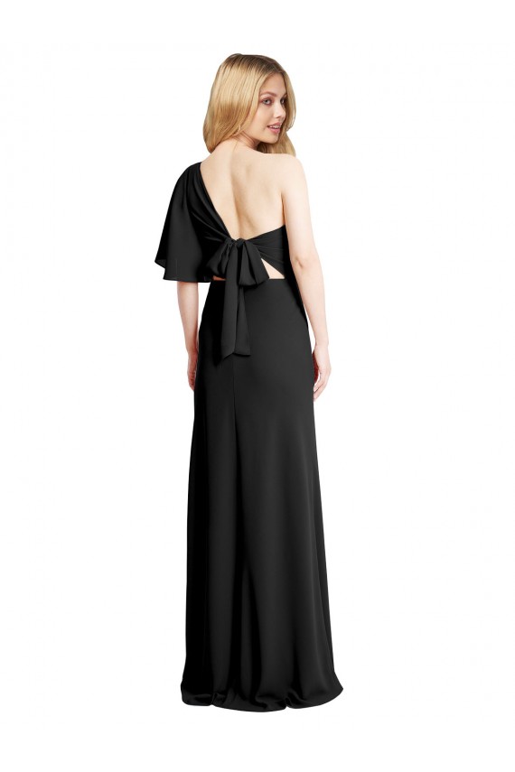 Usine Noir Fourreau Crêpe Stretch Longue Formelles Robes demoiselle d'honneur / Robes de soirée / Robes de bal