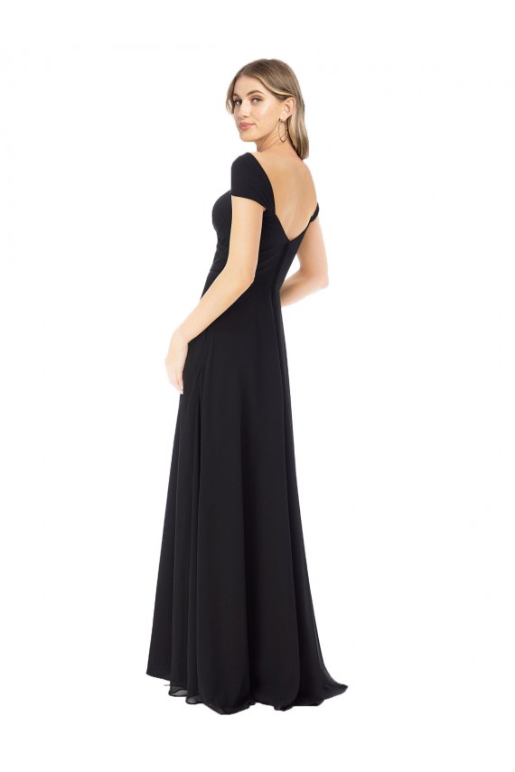 Usine Noir Trapèze Mousseline Longue Robes demoiselle d'honneur
