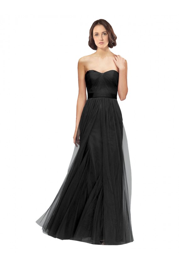 Usine Noir Trapèze Tulle Longue Robes demoiselle d'honneur