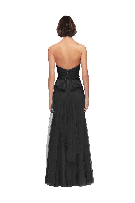 Usine Noir Trapèze Tulle Longue Robes demoiselle d'honneur
