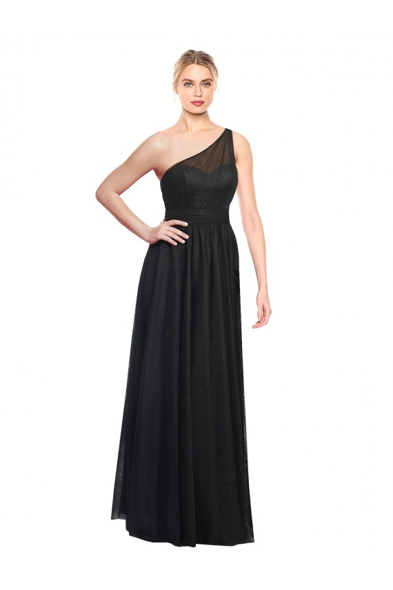 Usine Noir Trapèze Tulle Longue Robes demoiselle d'honneur