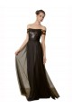 Usine Noir Trapèze Épaule Dénudée Tulle Paillette Longue Robes demoiselle d'honneur