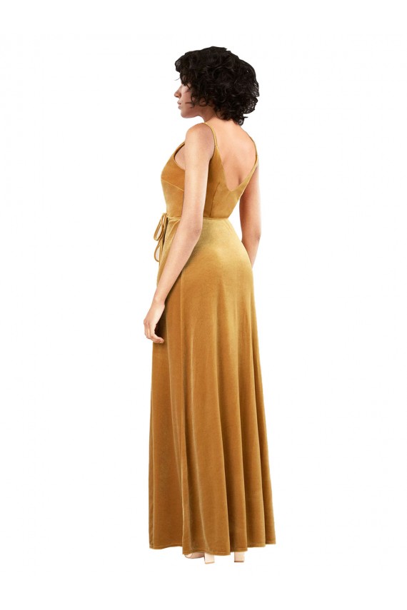 Usine Or Colonne Col V Velours Stretch Longue Formelles Robes demoiselle d'honneur / Robes de soirée / Robes de bal