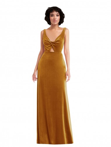 Usine Or Trompette Col V Velours Stretch Longue Robes demoiselle d'honneur / Robes de bal