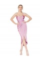 Usine Orchid Sirène Bretelles spaghetti Crêpe Stretch Courte Asymétrique Robes demoiselle d'honneur / Robes de soirée / Robes de cocktail