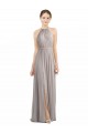 Usine Oyster Argent Trapèze Licou Mousseline Longue Robes demoiselle d'honneur