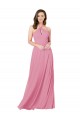 Usine Peau Rose Trapèze Licou Mousseline Longue Robes demoiselle d'honneur / Robes de bal