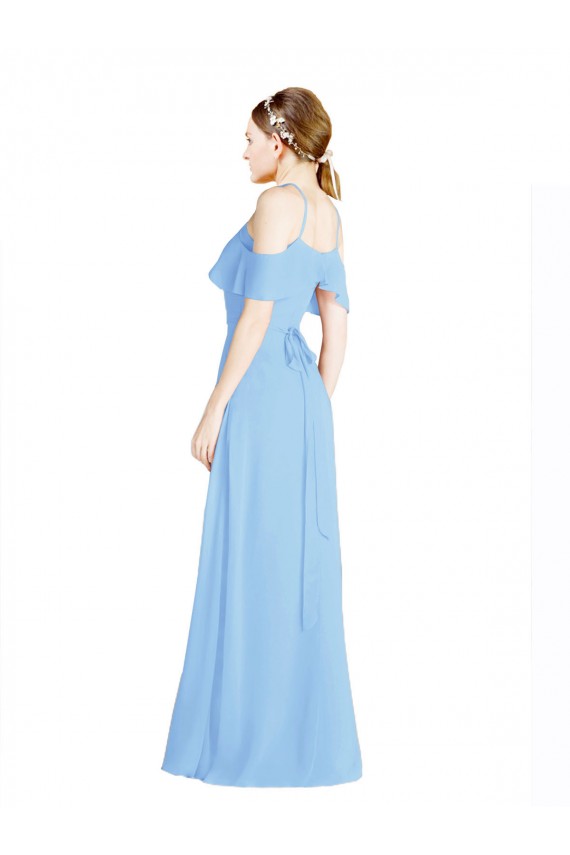 Usine Periwinkle Trapèze Licou Mousseline Longue Robes demoiselle d'honneur