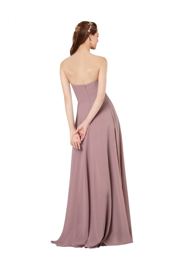 Usine Pourpre Trapèze Sans bretelle Mousseline Longue Robes demoiselle d'honneur
