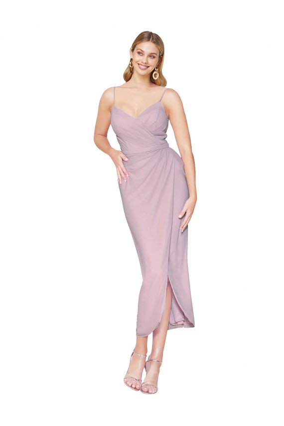 Usine Primevère Sirène Bretelles spaghetti Mousseline Courte Asymétrique Robes demoiselle d'honneur / Robes de bal / Robes de cocktail