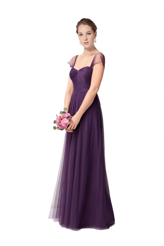 Usine Prune Trapèze Tulle Longue Robes demoiselle d'honneur