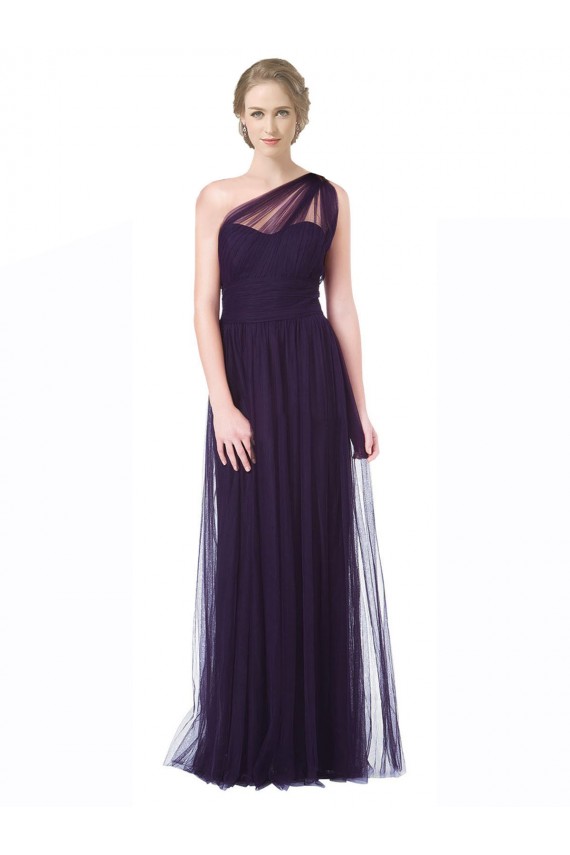 Usine Prune Trapèze Tulle Longue Robes demoiselle d'honneur