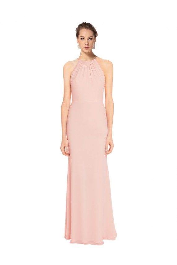 Usine Rose 114 Trapèze Bretelles spaghetti Mousseline Longue Robes demoiselle d'honneur