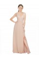 Usine Rose 114 Trapèze Col V Mousseline Longue Robes demoiselle d'honneur